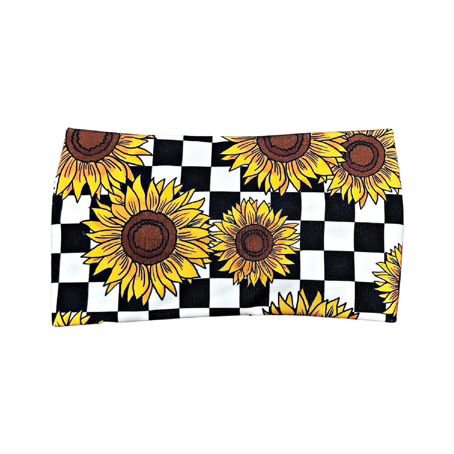 Retro Sunflower Check Wide Headband for Women