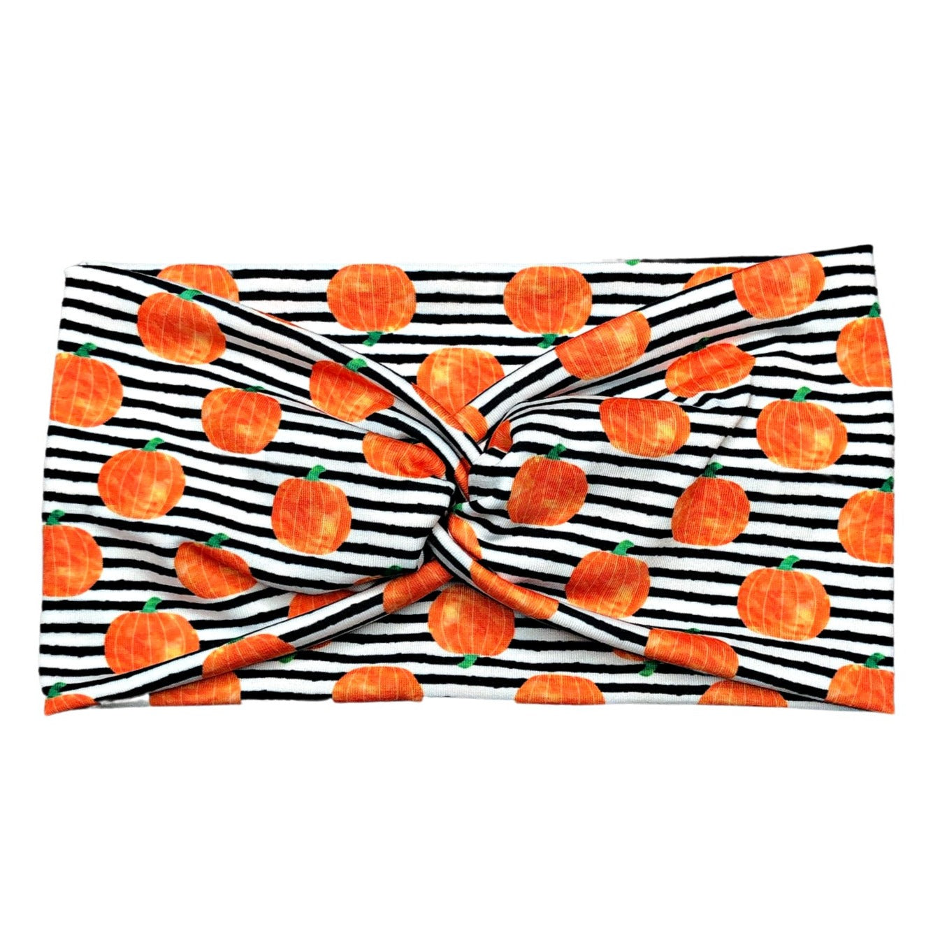 Wide Striped Pumpkin Halloween Headband for Women