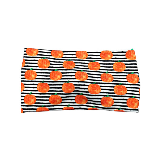 Wide Striped Pumpkin Halloween Headband for Women