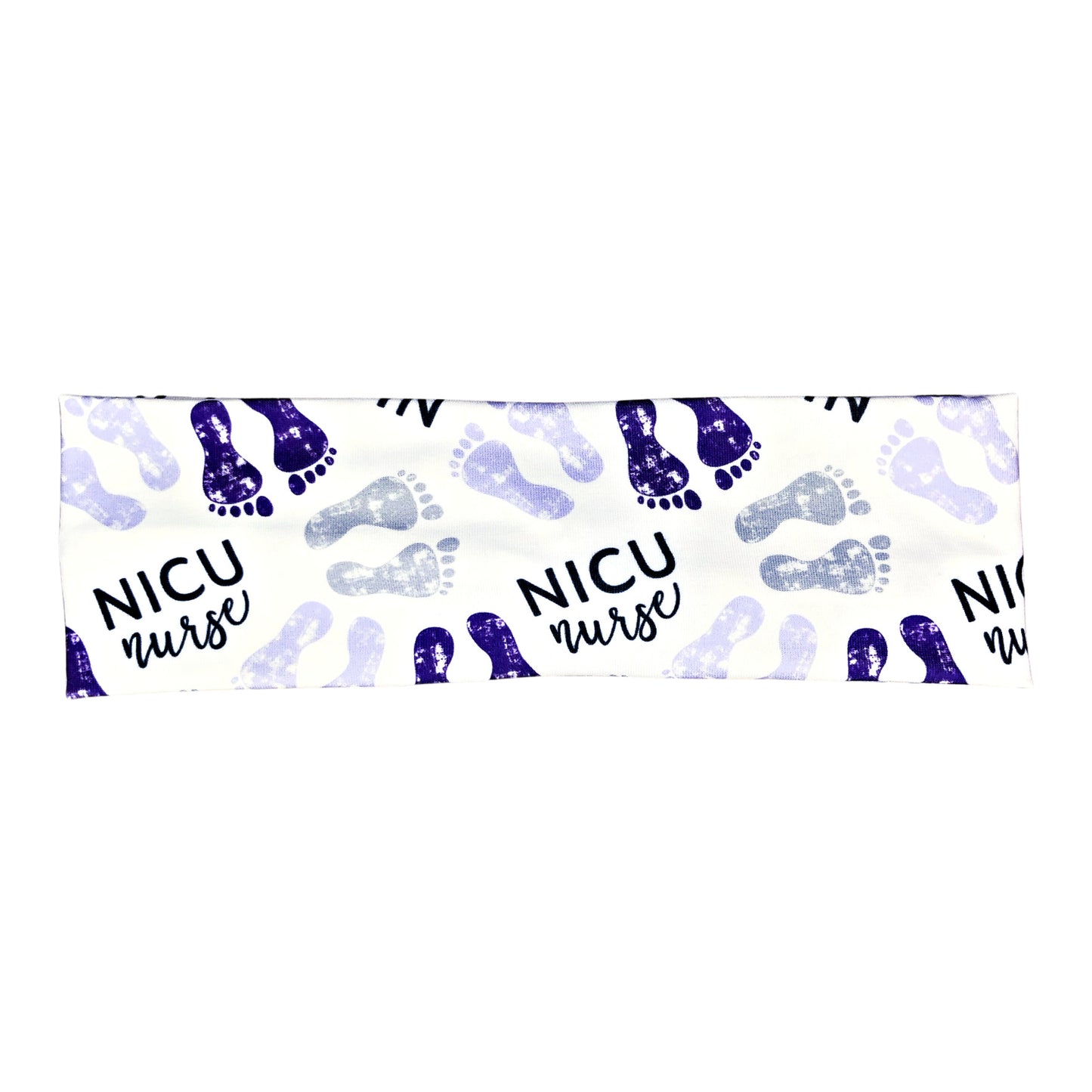 Purple NICU Nurse Baby Footprint Headband for Women