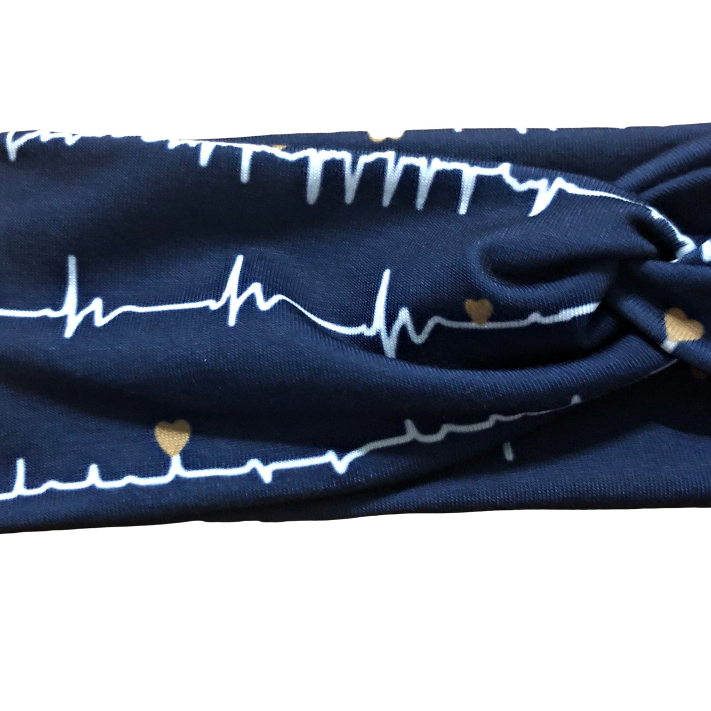 Navy Blue EKG Heartbeat Headband for Women