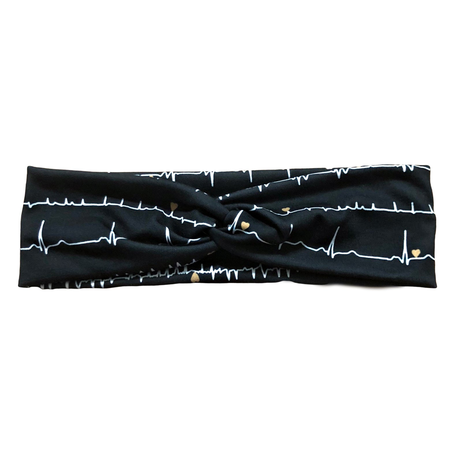 Black EKG Heartbeat Headband for Women