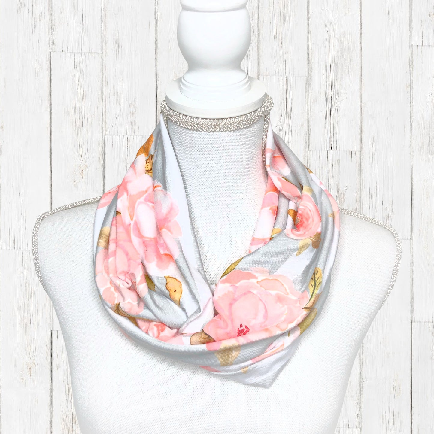 Blush Pink Chunky Stripe Infinity Scarf