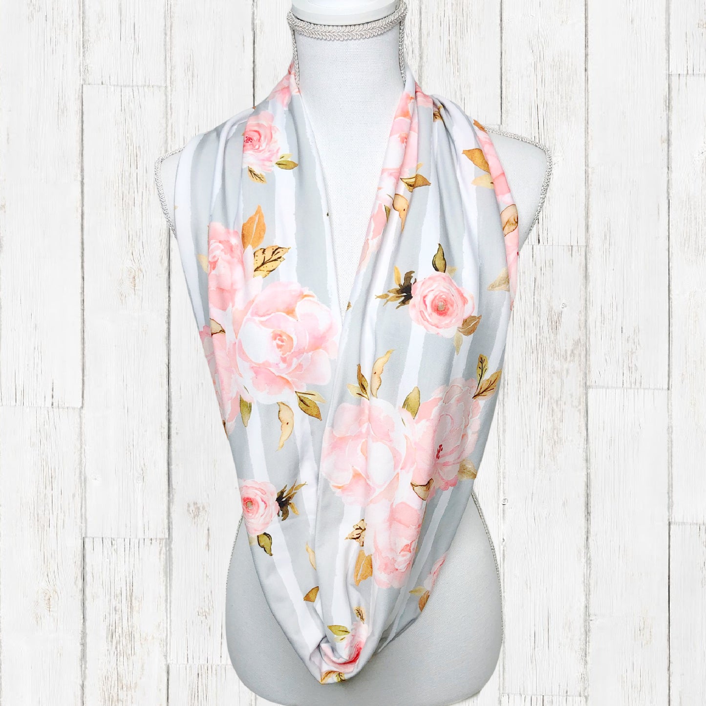 Blush Pink Chunky Stripe Infinity Scarf