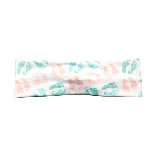 Pink and Blue NICU Nurse Baby Footprint Headband for Women