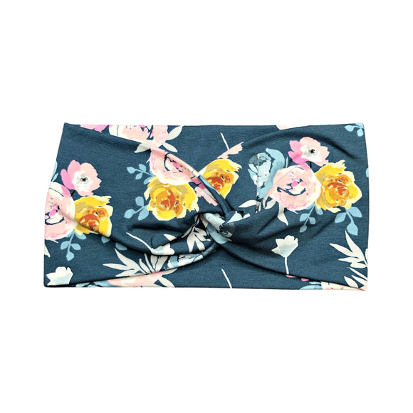 Teal Floral Wide Headband for Women
