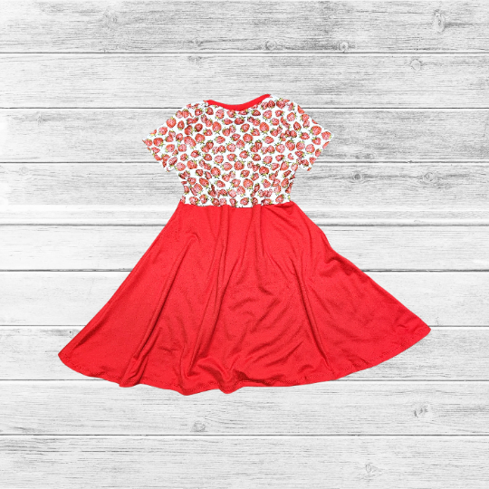 Strawberry Print Twirl Dress for Toddler Girls, Size 4T, Ready to Ship