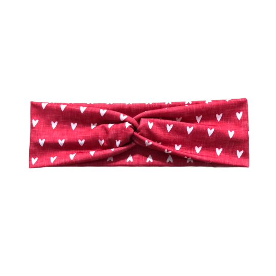 Red and White Heart Headband