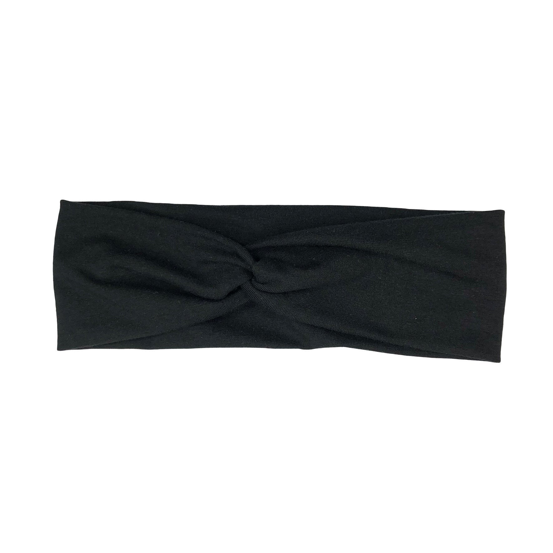 Solid Black Headband, Cotton Spandex