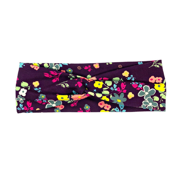 Dark Purple Boho Flower Fabric Headband for Women